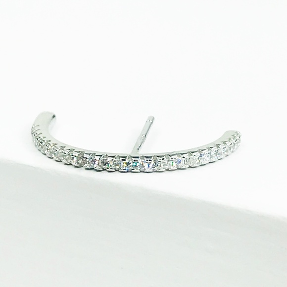 CLOSET REHAB Jewelry - Pave Crystal Earlobe Cuff Stud Earring in Silver